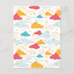 Colorful Retro Starry Sky Art Patroon Briefkaart