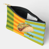 Colorful Retro Stripes Taco with Name Etui (Open)