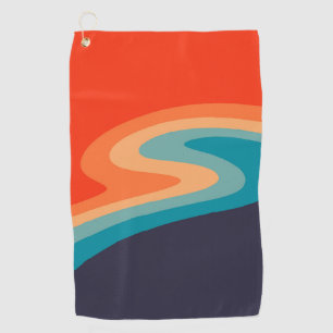 Colorful retro style swirl design golfhanddoek