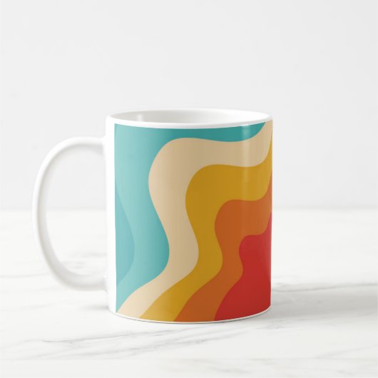 Colorful retro style swirl design koffiemok (Links)