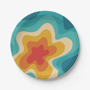Colorful retro style swirl design papieren bordje