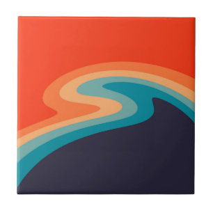 Colorful retro style swirl design tegeltje