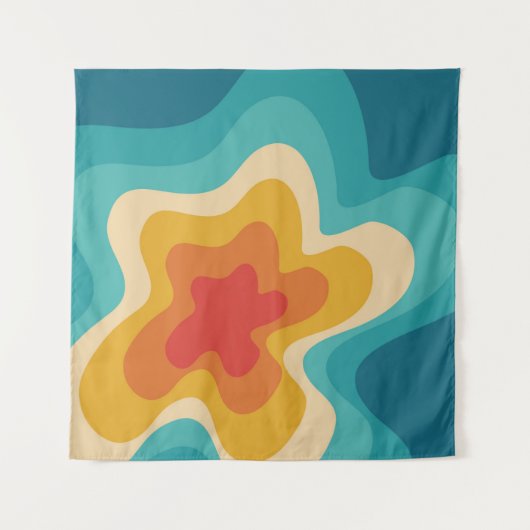 Colorful retro style swirl design wandkleed (Voorkant)