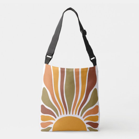 Colorful Retro Sunburst Crossbody Tas (Voorkant)