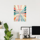Colorful Retro Sunburst Wedding Seding Chart Poster (Thuiskantoor)