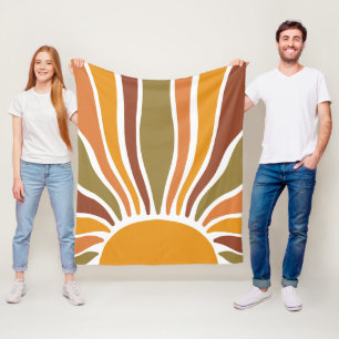Colorful Retro  Sunrise Fleece Deken