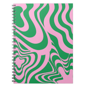 Colorful Retro Swirl Groovy Y2K Patroon Notitieboek
