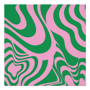 Colorful Retro Swirl Groovy Y2K Patroon Perfect Poster