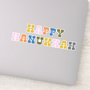 Colorful Retro Typography Hanukkah Sticker