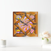 Colorful Retro Vierkante Klok (Huis)