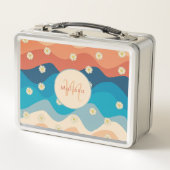 Colorful Retro Waves & Daisies Patroonmonogram (Voorkant)