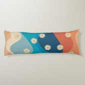 Colorful Retro Waves & Daisies Pattern Lichaamskussen (Achterkant)