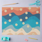 Colorful Retro Waves & Daisies Pattern Tissuepapier (Craft)