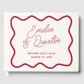 Colorful Retro Wavy Frame  Modern Wedding Gastenboek (Voorkant)