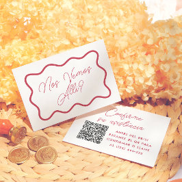 Colorful Retro Wavy Frame Spanish Wedding RSVP Informatiekaartje