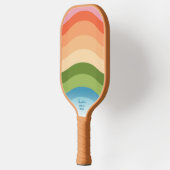 Colorful Retro Wavy Lines Persoonlijke tekstnaam Pickleball Paddle (Links)