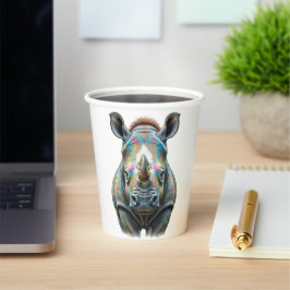 Colorful Rhino Portrait Vibrant Wildlife Papieren Bekers