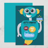 Colorful Robot Boys Second Birthday Invitation (Devant / Derrière)