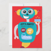 Colorful Robot Boys Second Birthday Invitation Kaart (Voorkant)