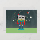 Colorful Robot Reading Book Briefkaart (Voorkant / Achterkant)