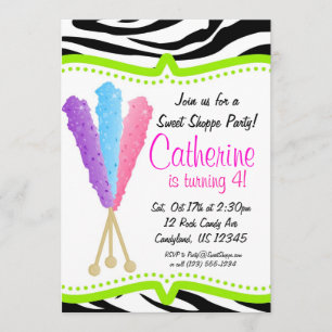 Colorful Rock Snoep Birthday Party Invitation Kaart