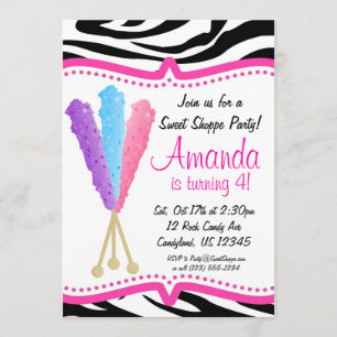 Colorful Rock Snoep Birthday Party Invitation Kaart