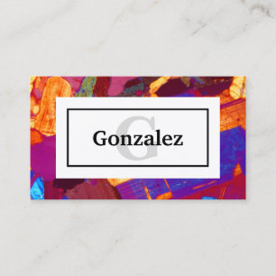 Colorful Rock Thin Section met Name and Monogram Visitekaartje