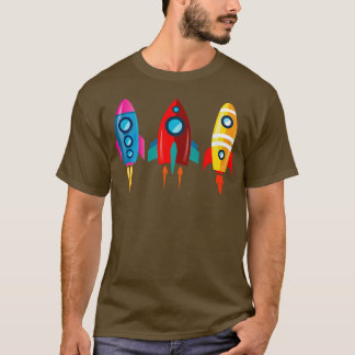 Colorful Rocket Ships Astronaut Long Hoeve T-shirt