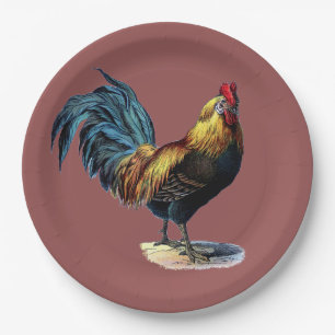 Colorful Rooster Country Chicken  Marsala Papieren Bordje