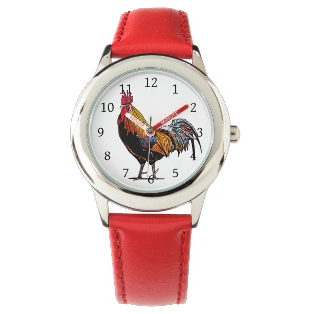 Colorful Rooster Horloge (Voorkant)
