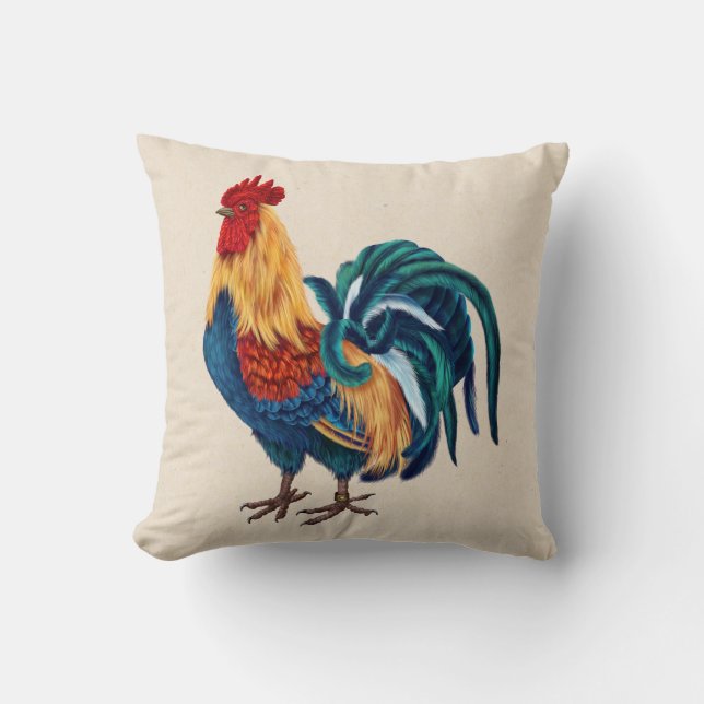 Colorful Rooster Pillow Kussen (Voorkant)