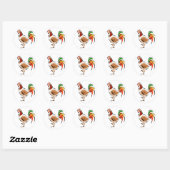 Colorful Rooster Ronde Sticker (Vel)