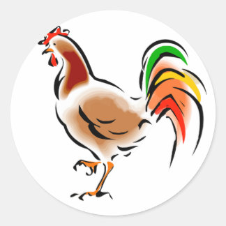 Colorful Rooster Ronde Sticker