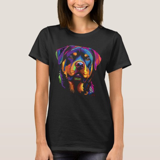 Colorful Rottweiler T-shirt (Voorkant)
