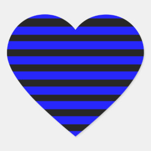 Colorful Royal Blue en Black Striped Pattern Hart Sticker