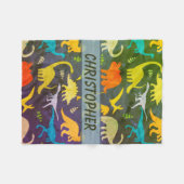 Colorful Rustic Dinosaurs - Gepersonaliseerd Fleece Deken (Voorkant (Horizontaal))