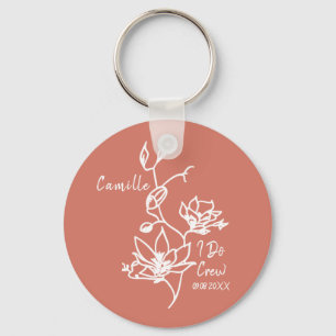 Colorful Rustic I Do Crew Bridesmaid Bridal Party Sleutelhanger