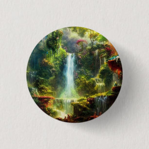Colorful Rustic Natuur Waterval Button