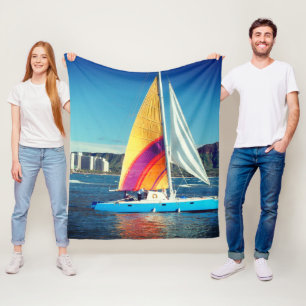 Colorful Sailboot Fleece Deken