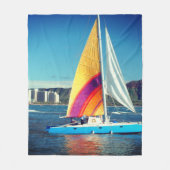 Colorful Sailboot Fleece Deken (Voorkant)
