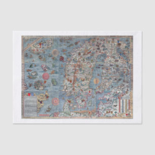 Colorful  Scandinavia Old Wereldkaart Tissuepapier