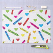Colorful School Crayons Patroon met hart Tissuepapier (Craft)