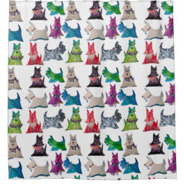 Colorful Scotties Shower Curtain Douchegordijn