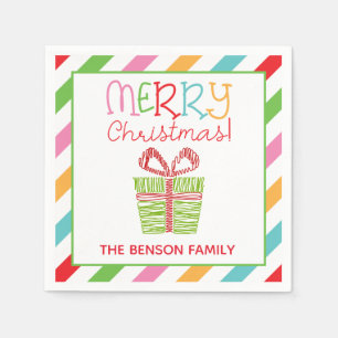 Colorful Scribble Kerstmis Present Party Napkins Servet