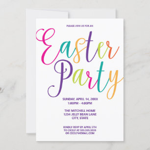 Colorful Script Typography Easter Party Kaart