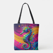 Colorful Seahorse Tote Bag – Ocean Fantasy Art (Dos)