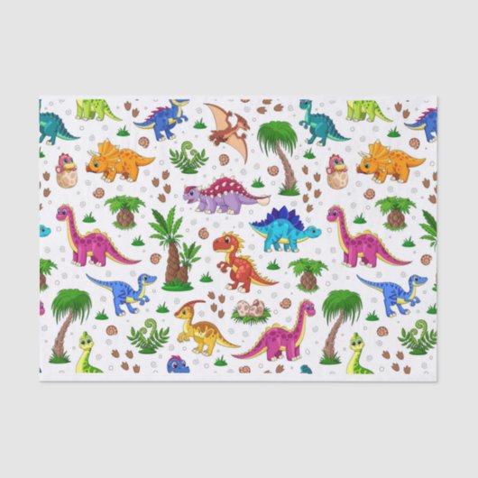 Colorful Seamless Pattern Jurassic Dinosaur Tissuepapier (Voorkant)