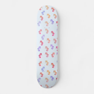 Colorful Seapaarden Patroon Skateboard