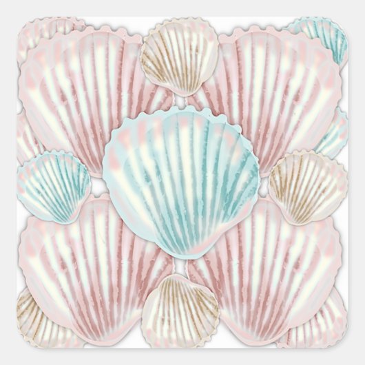 Colorful Seashell-cluster Vierkante Sticker (Voorkant)