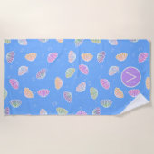 Colorful Seashells Pattern Light Blue Monogram Strandlaken (Voorkant)
